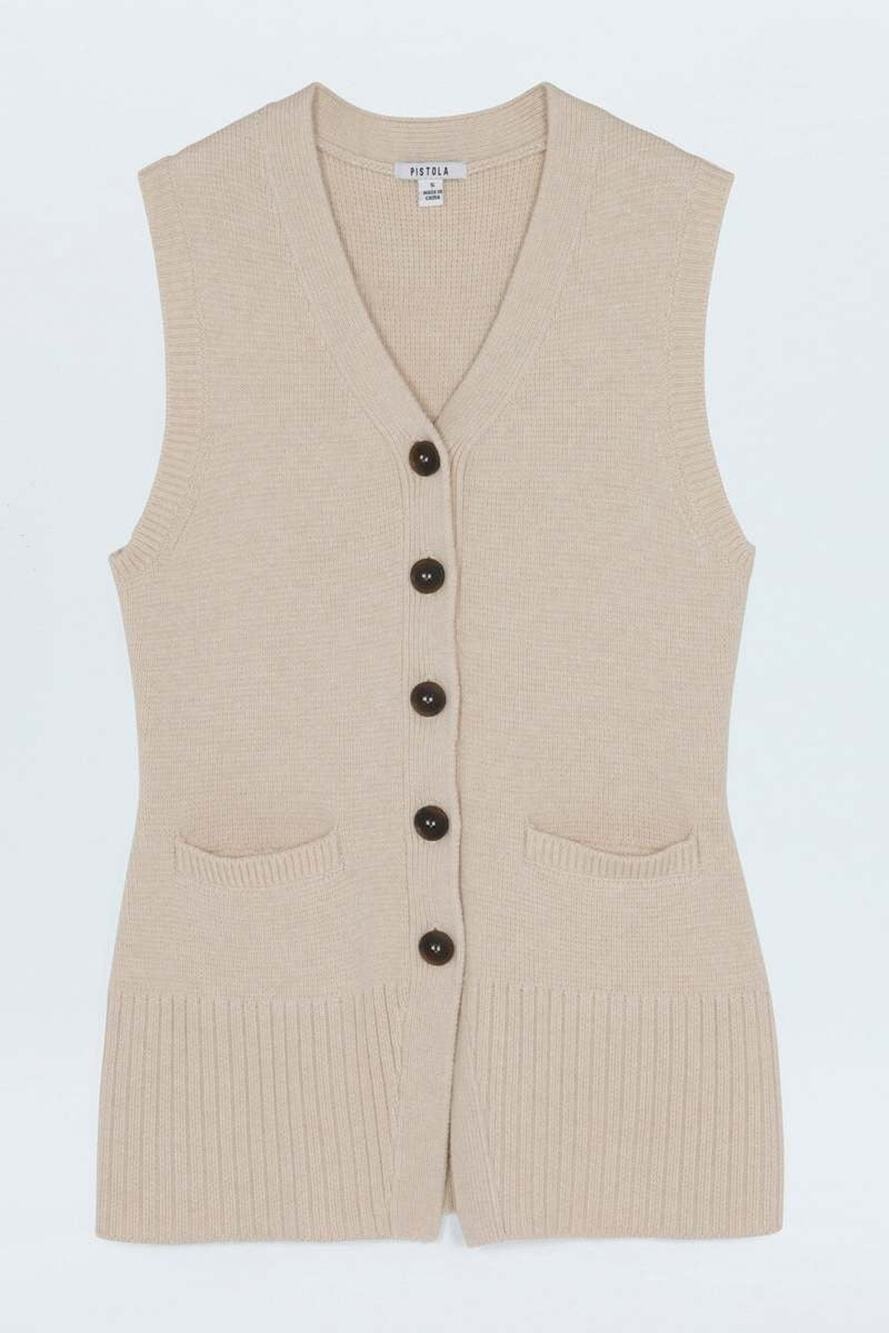 Aura Audra V-Neck Button-Up Vest - S